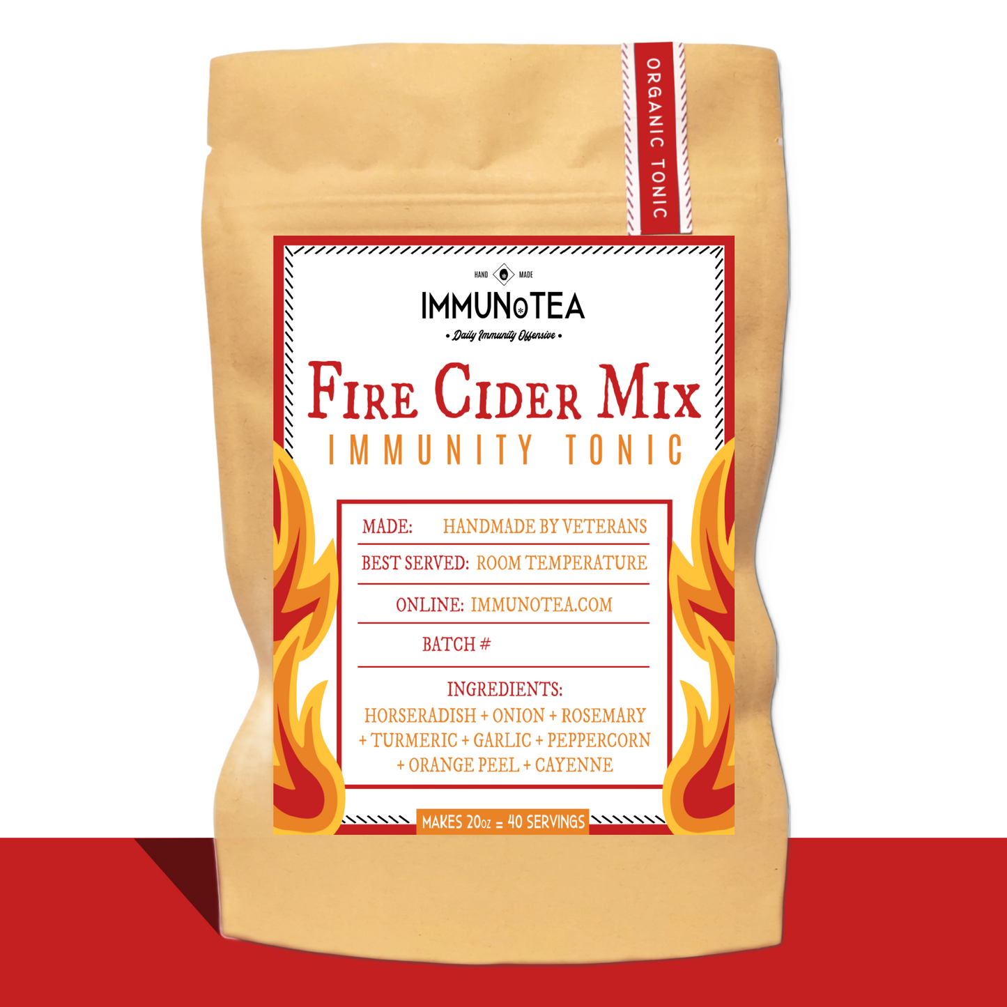 Front package of Fire Cider Mix by Immunotea.